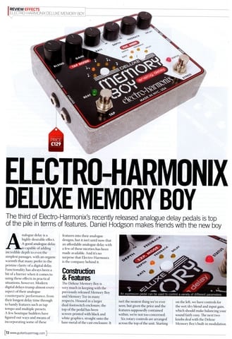 EHX Deluxe Memory Boy Review by Guitar Buyer Magazine - Electro